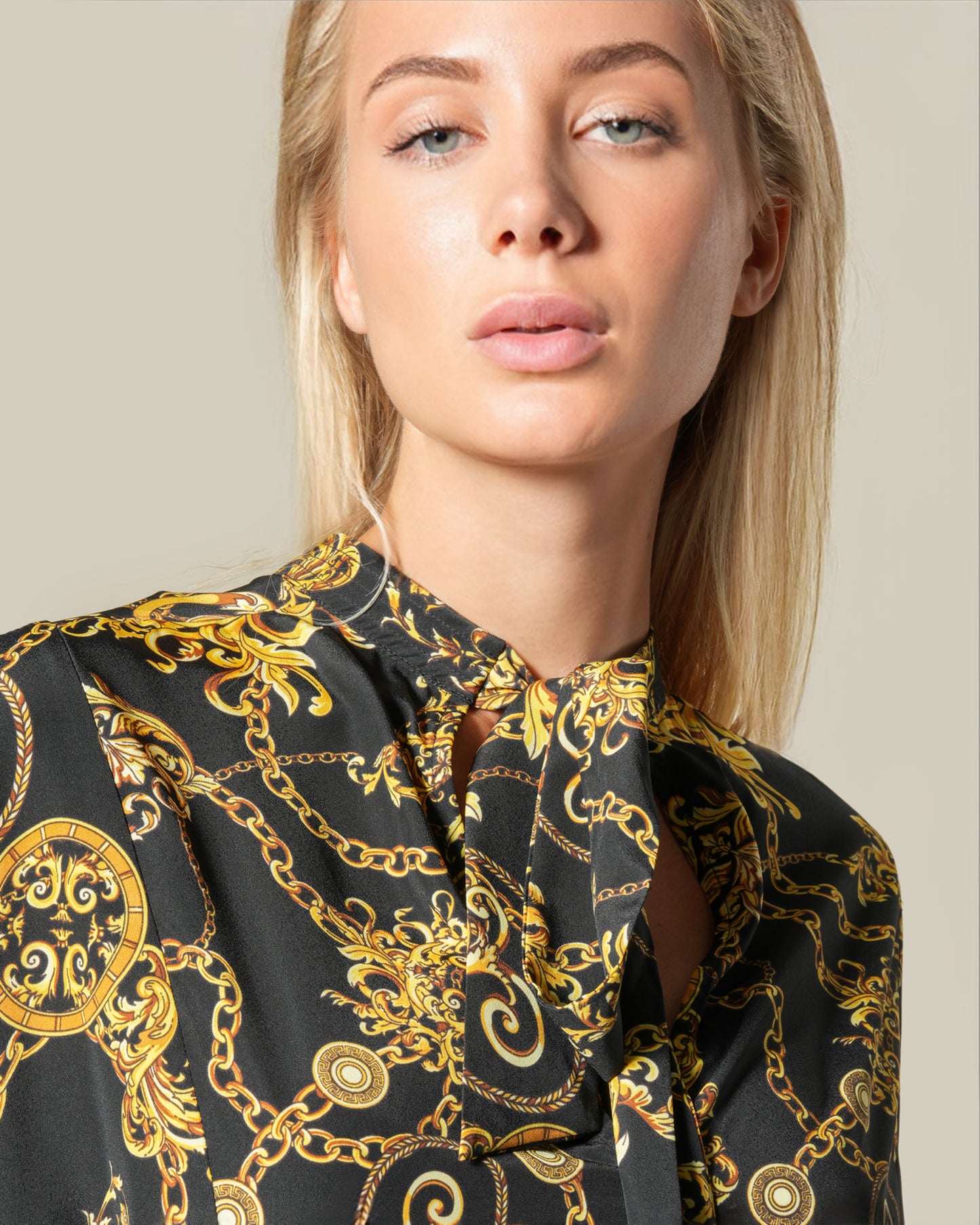 Baroque Chain Pleated Panel Dress
