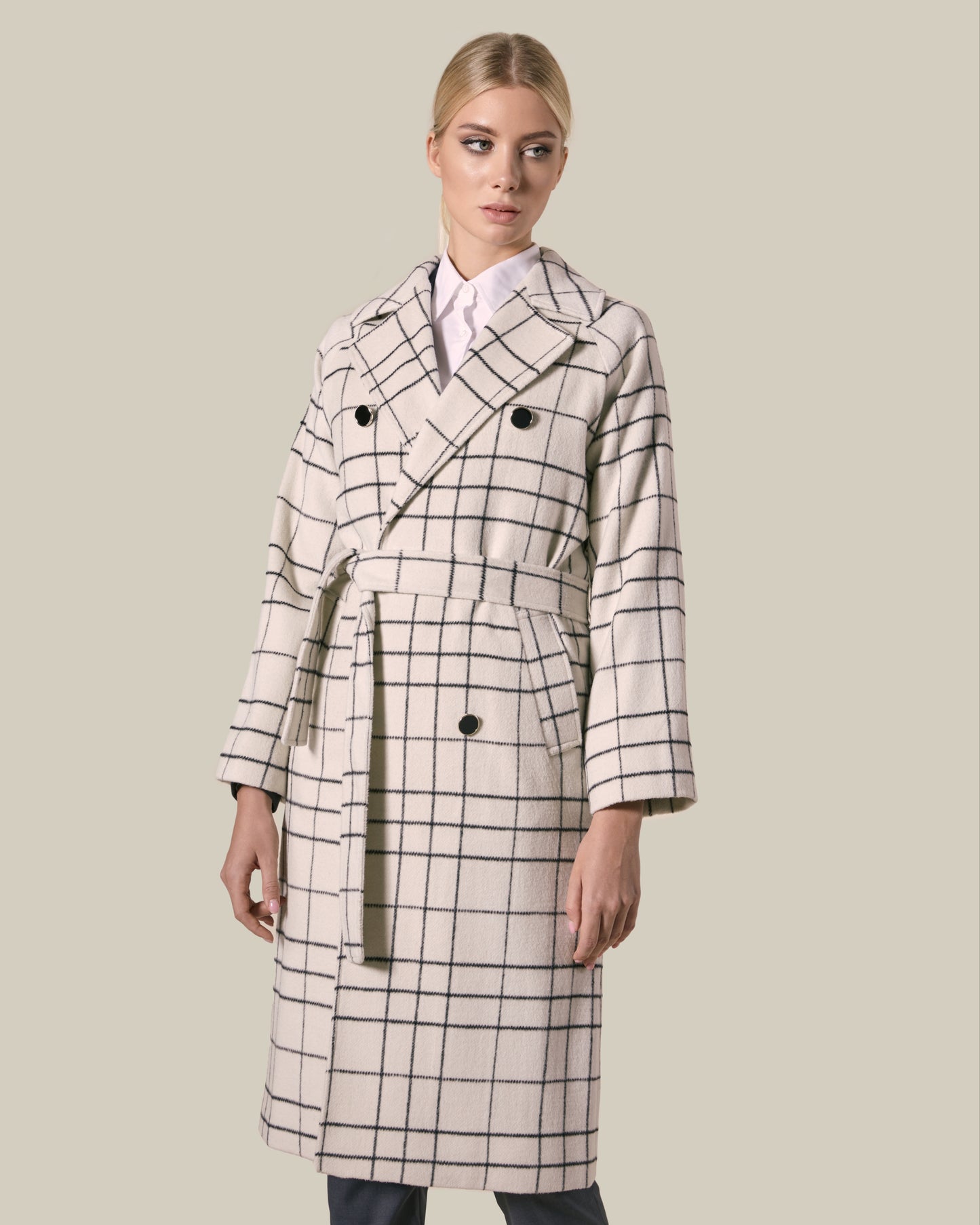 Checked Double Breasted Coat