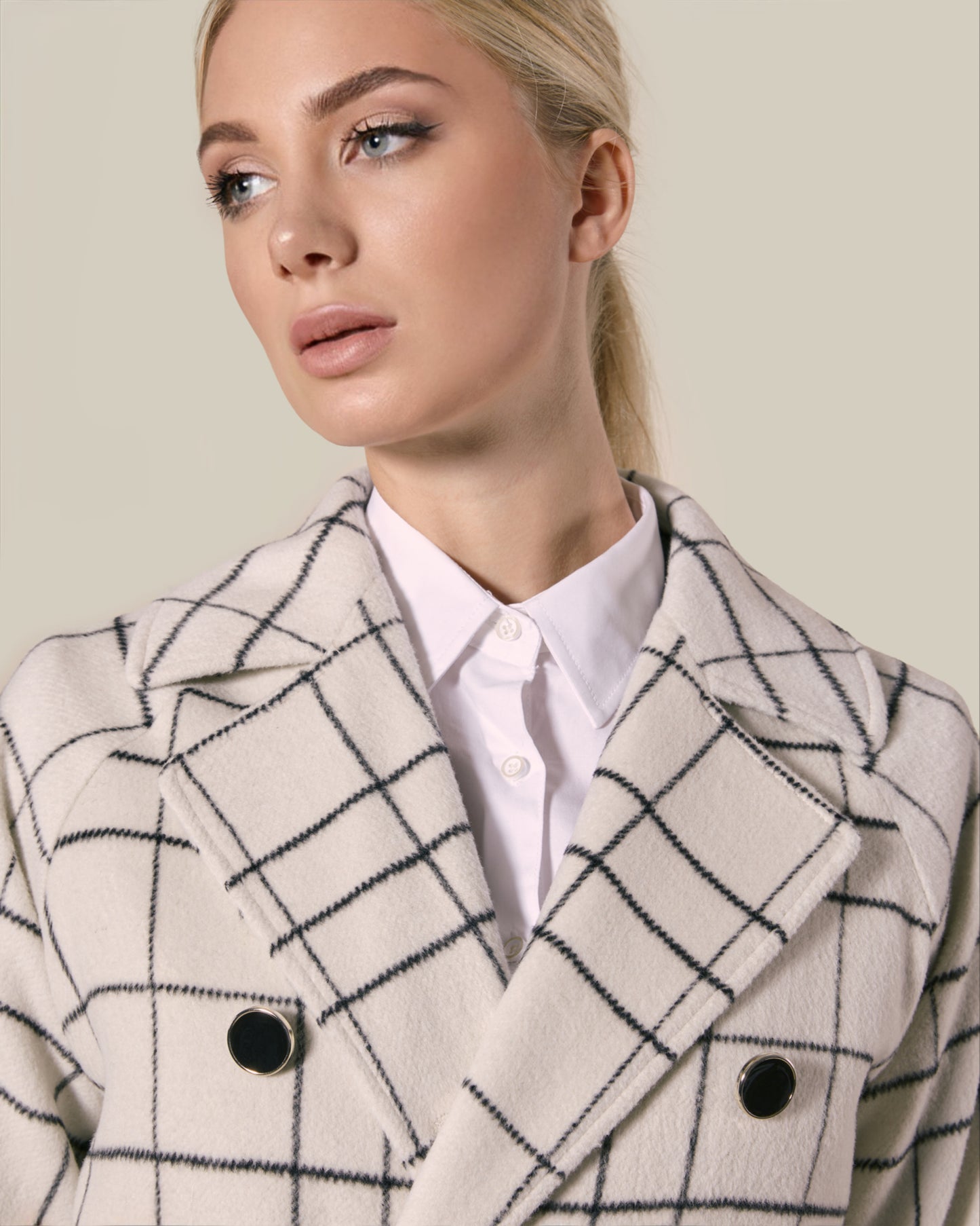 Checked Double Breasted Coat
