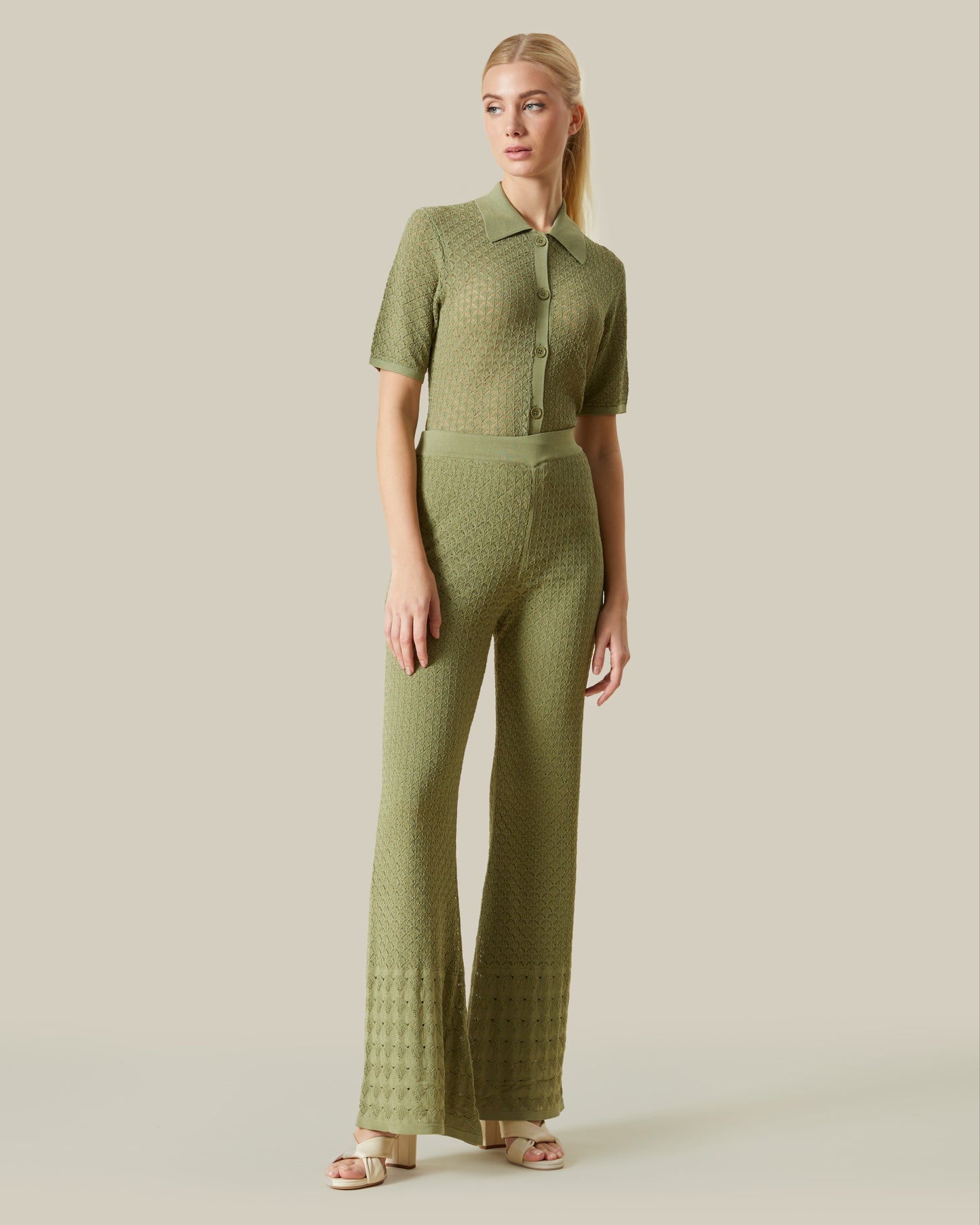 Knitted Broderie Anglaise Pants
