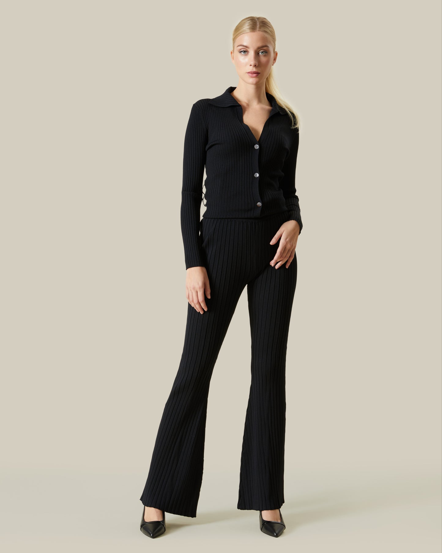 Ribbed Bootcut Pants