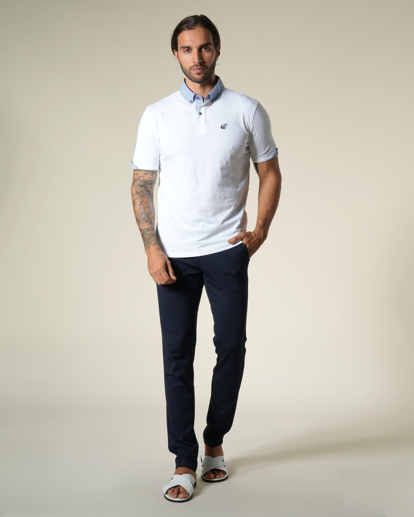 Contrast Collar Polo Shirt