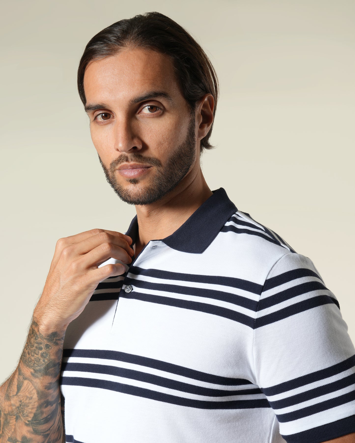 Striped Short Sleeve Cotton Polo Shirt