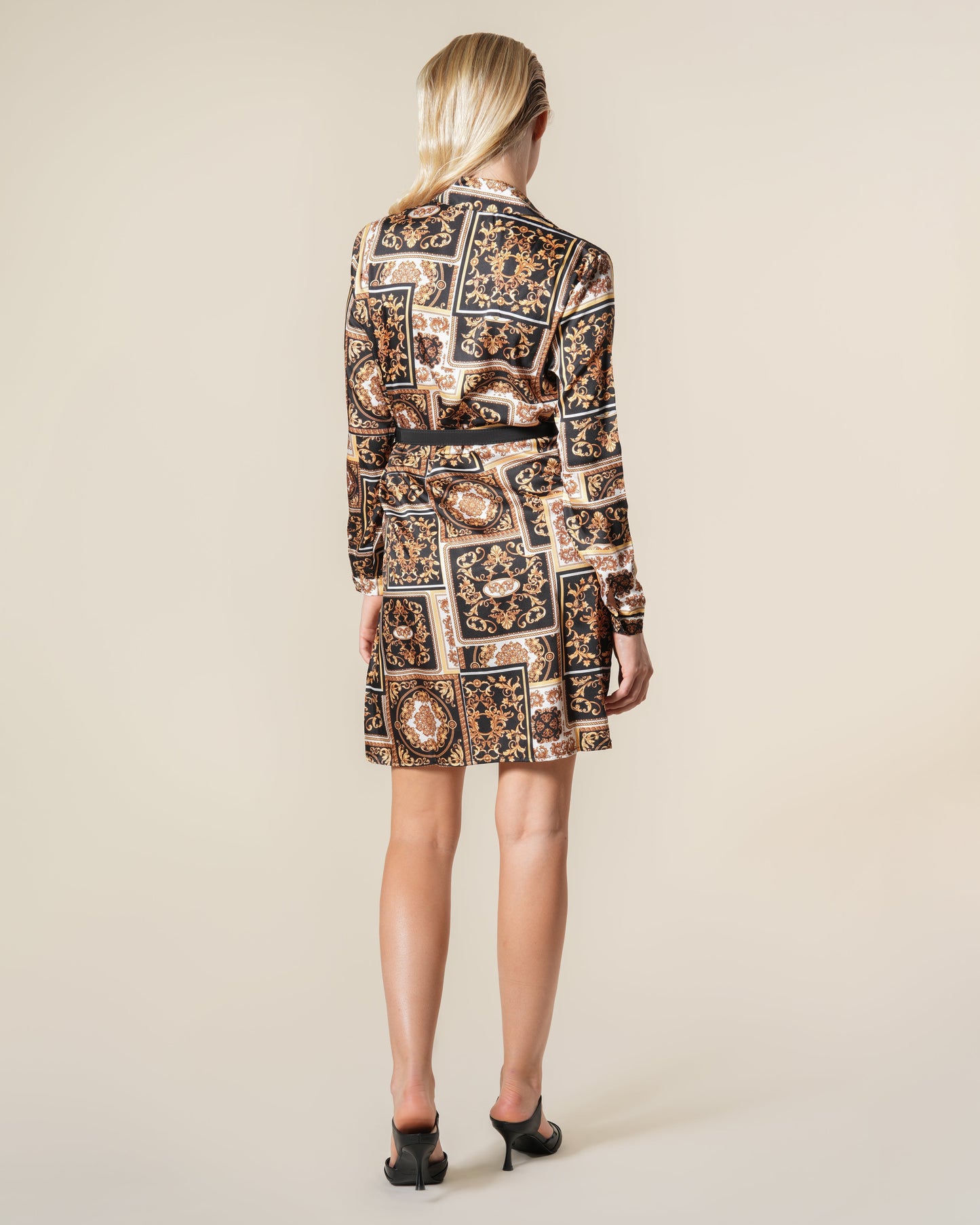 Snake and Baroque Print Mini Dress