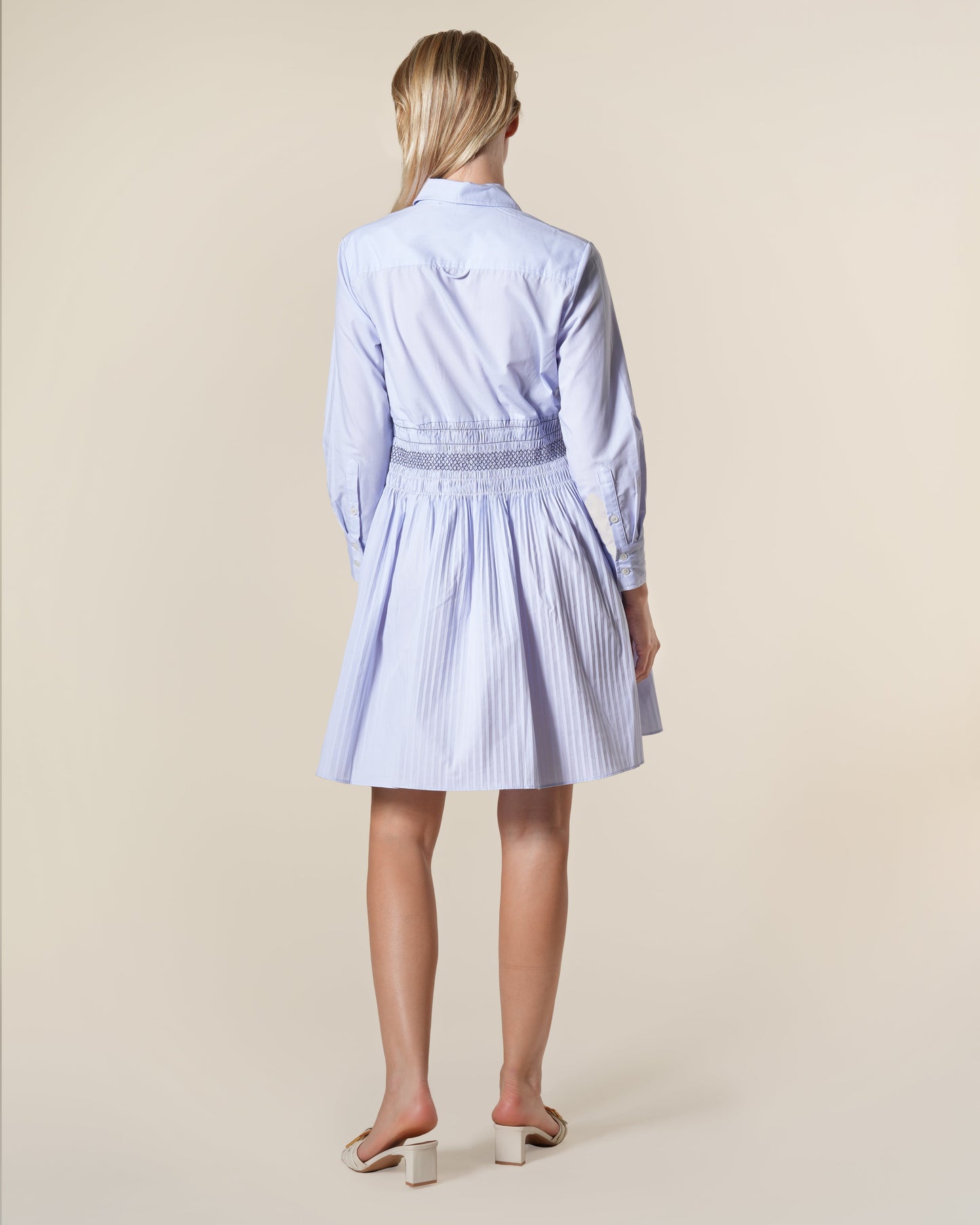 Striped Cotton Mini Shirt Dress