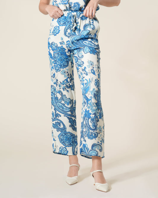 Paisley Print Wide Leg Pants